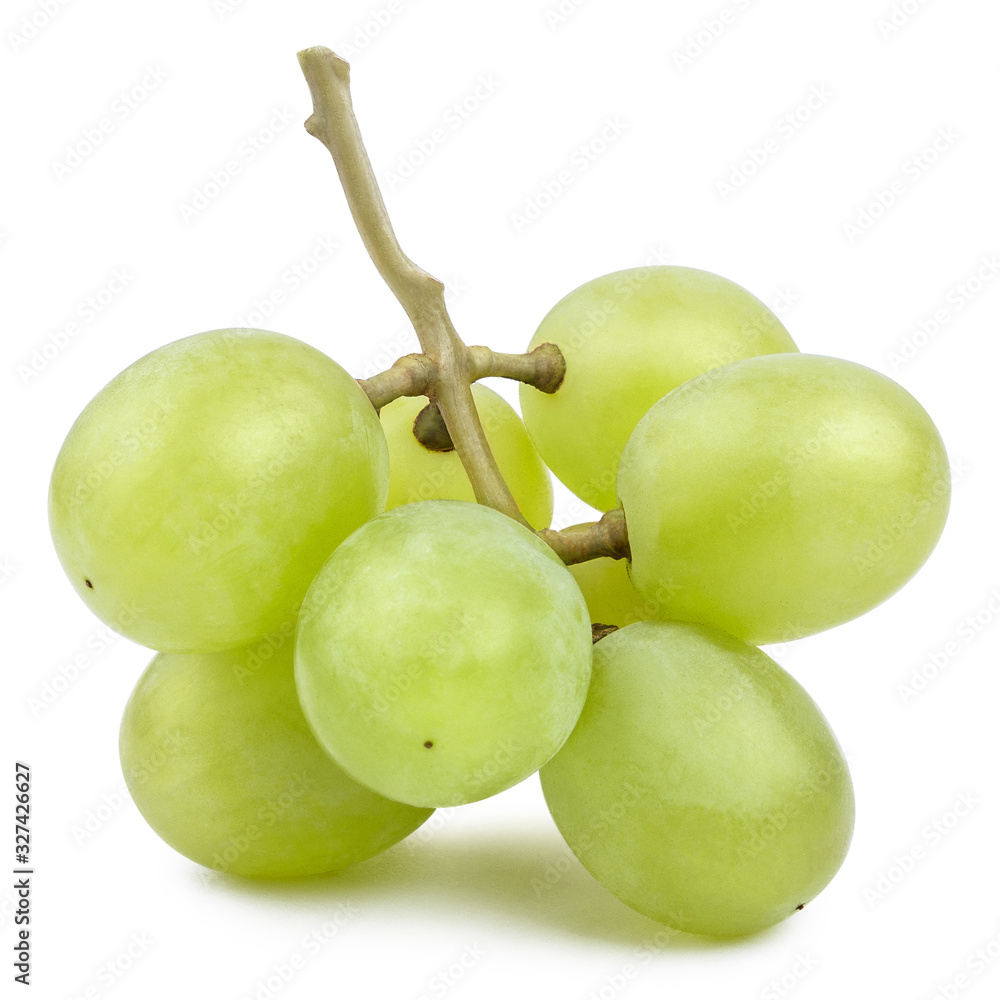 Delicious green grapes, isolated on white background
