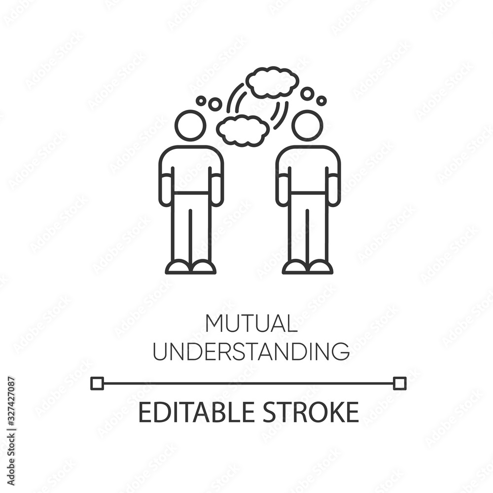 Mutual understanding pixel perfect linear icon. Thin line customizable illustration. Psychological connection, interpersonal bond contour symbol. Vector isolated outline drawing. Editable stroke Mutual understanding pixel perfect linear icon. Thin line customizable illustration. Psychological connection, interpersonal bond contour symbol. Vector isolated outline drawing. Editable stroke