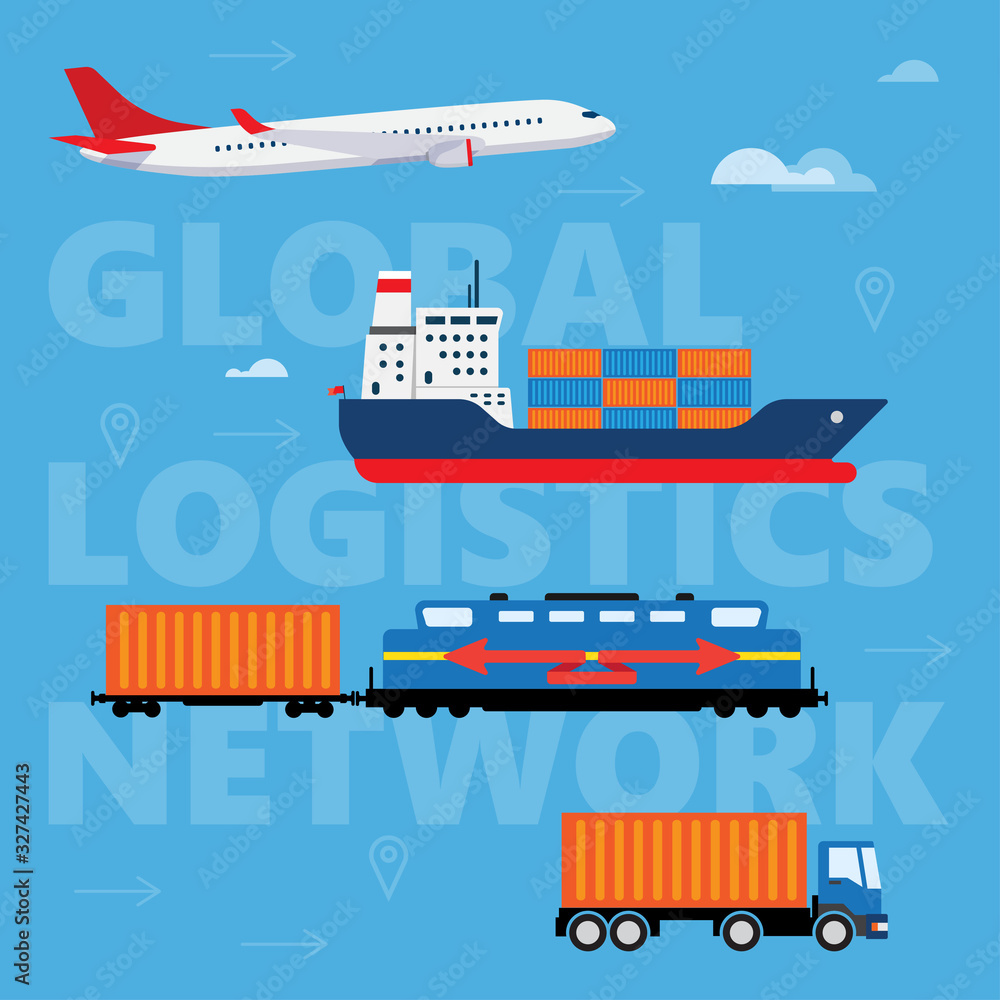 Concept of logistics or freight transportation in the world.