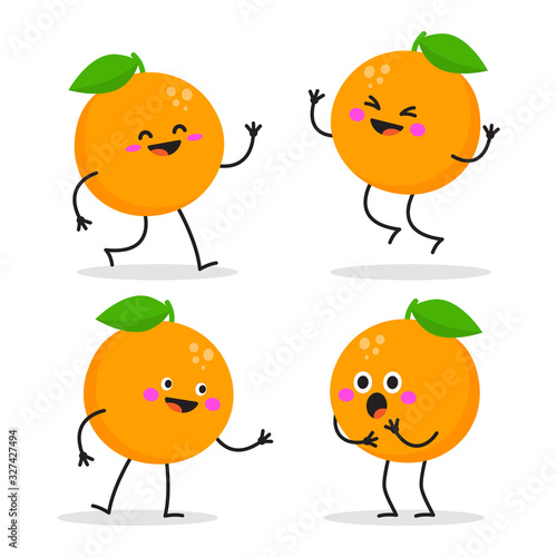 Cute cartoon orange character set