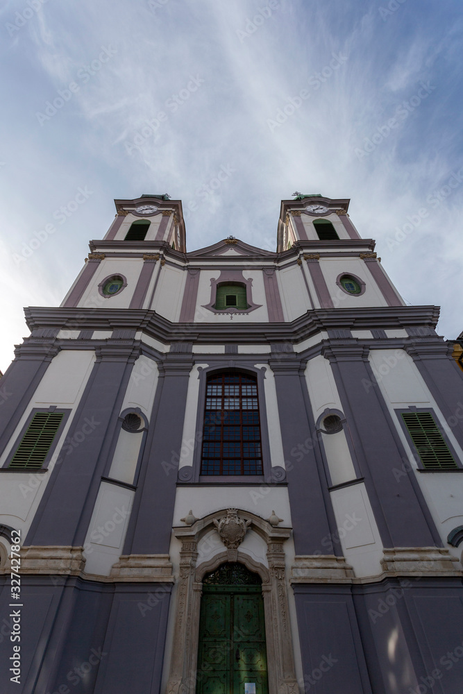 Obraz premium Facade of the Cistercian Church of Szekesfehervar, Hungary.