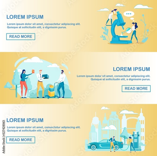 Researcher Business People on Header Banner Set
