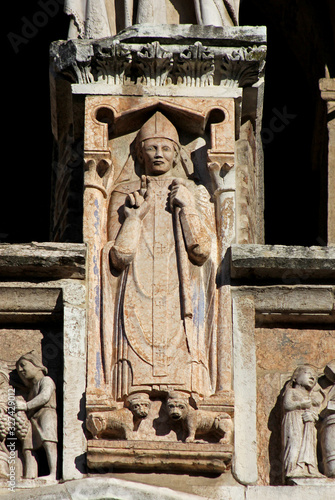 Santo Vescovo; loggia del protiro del portale maggiore del Duomo di Cremona photo