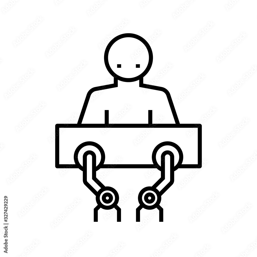 Mechanisation line icon, concept sign, outline vector illustration, linear symbol. Mechanisation line icon, concept sign, outline vector illustration, linear symbol.