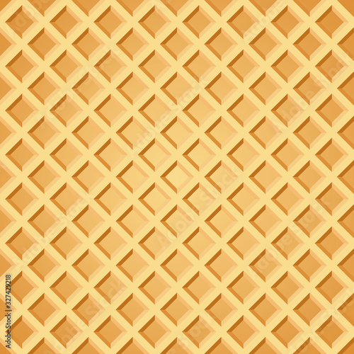 Waffle seamless pattern. Baked wafer background with repeating texture. Stylized flat style vector eps8 illustration.