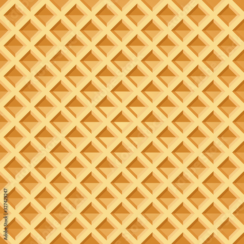 Wafer seamless pattern. Baked waffle background with repeating texture. Stylized flat style vector eps8 illustration.