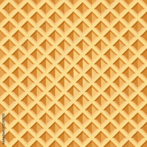 Waffle seamless pattern. Baked wafer background with repeating texture. Stylized flat style vector eps8 illustration.