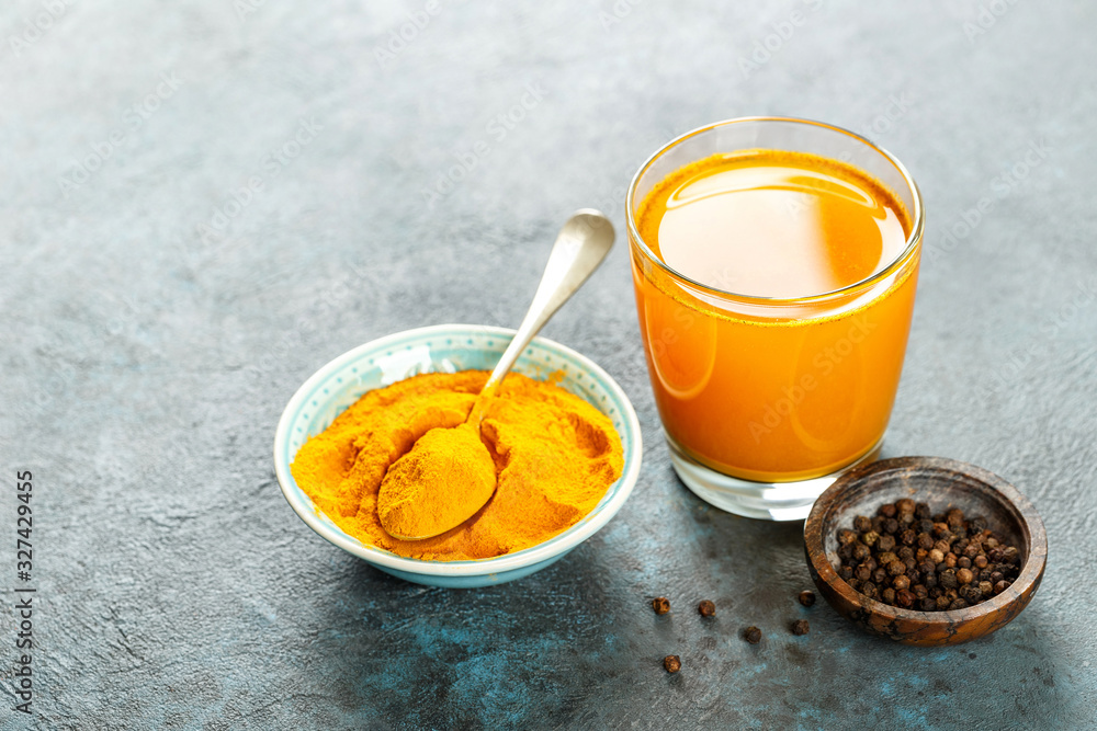 Turmeric with water and black pepper. Healthy eating Turmeric with water and black pepper. Healthy eating