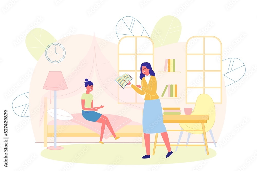 Mother Holding Diary with Bad Grades, Daughter. Mother Holding Diary with Bad Grades, Daughter.