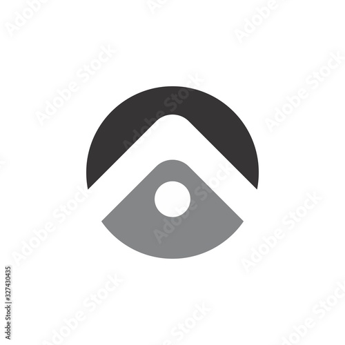 Circle with A letter Mountain adventure logo design vector