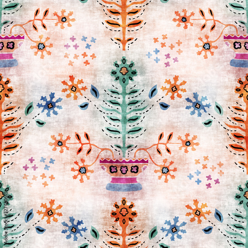 Distressed glitch abstract floral artistic texture background. Melting irregular imperfect glowing flower seamless pattern. Funky colorful distorted all over print. Wonky trendy modern fashion swatch.