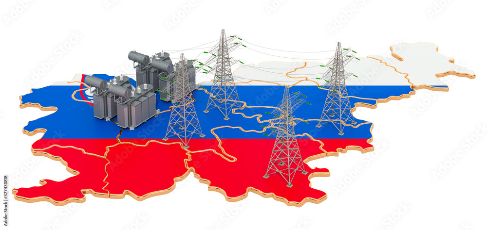 Obraz premium Electrical substations in Slovenia, 3D rendering