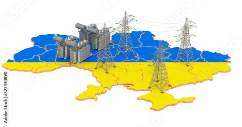 Electrical substations in Ukraine, 3D rendering