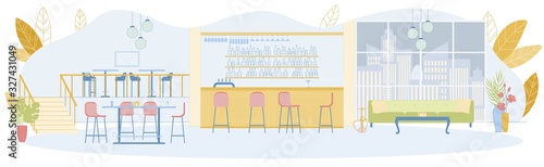 Lounge Bar or Cafeteria, Coffee House Interior.
