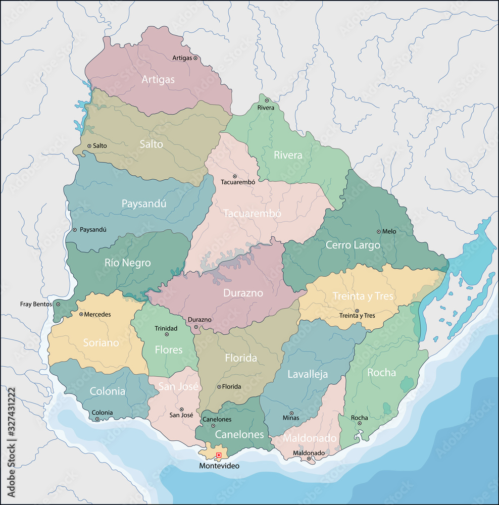 Fototapeta premium Administrative division of the Oriental Republic of Uruguay