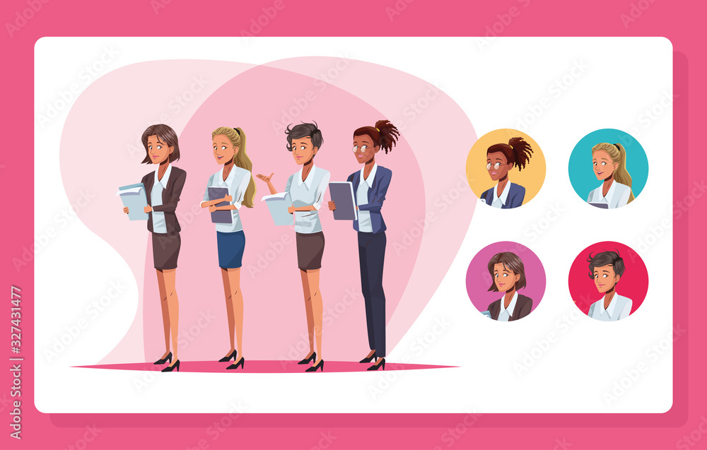 Fototapeta premium young business women workers characters