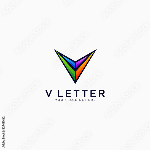V letter colorful logo template design emblem vector illustration logo template