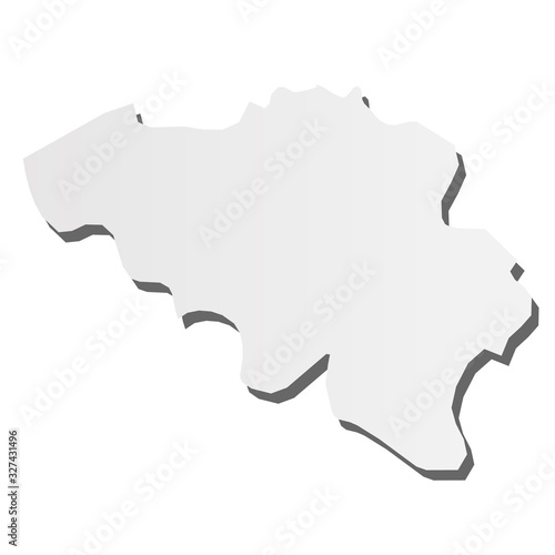 Belgium - grey 3d-like silhouette map of country area with dropped shadow. Simple flat vector illustration