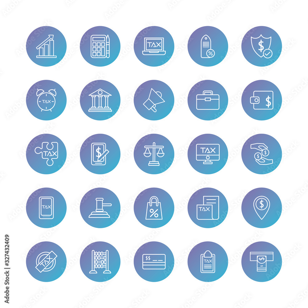 bundle of taxes set degraded style icons bundle of taxes set degraded style icons
