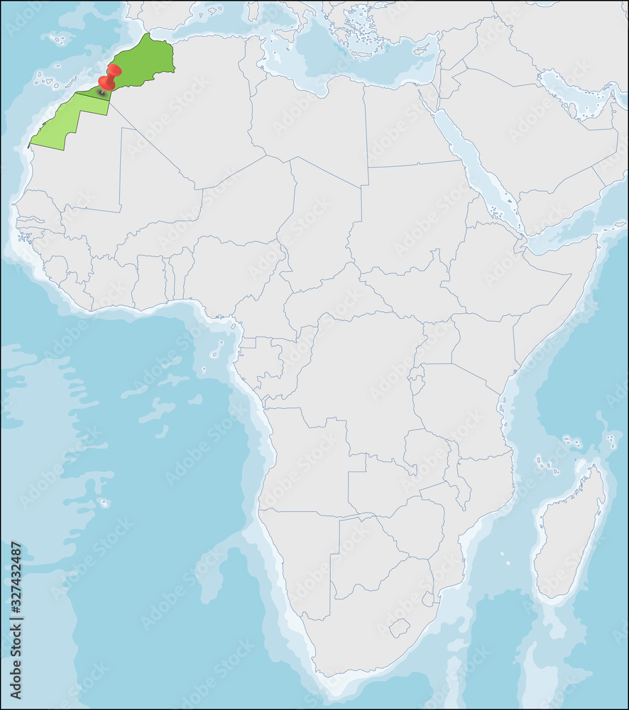 Obraz premium Kingdom of Morocco location on Africa map