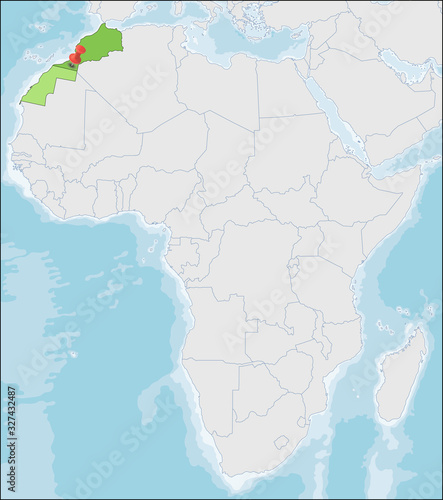 Kingdom of Morocco location on Africa map