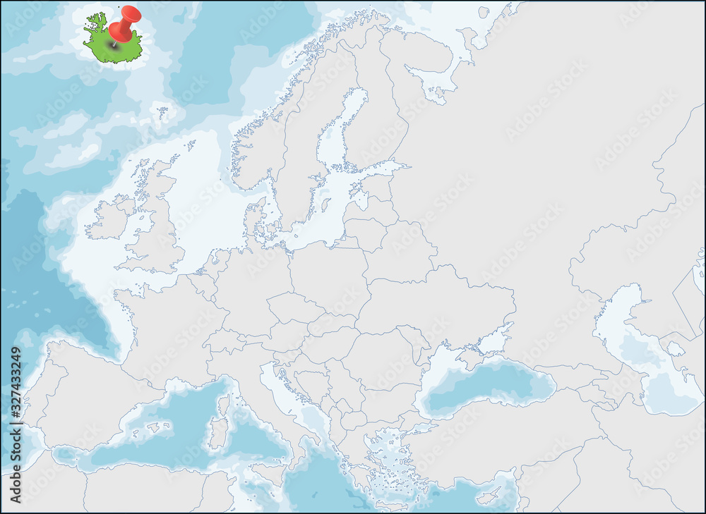 Iceland is a Nordic island location on Europe map