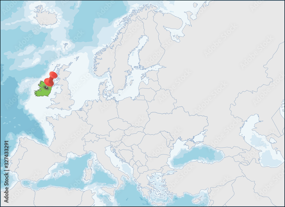 Fototapeta premium Lokalizacja Republiki Irlandii na mapie Europy