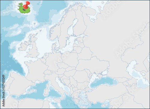 Iceland is a Nordic island location on Europe map