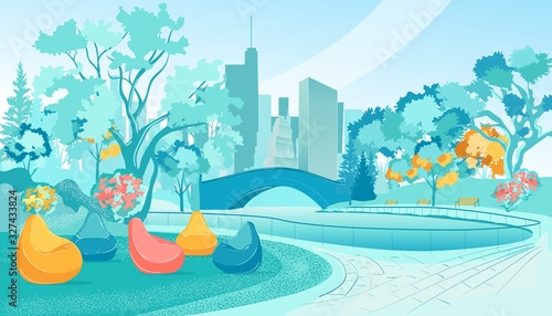 City Park with Frameless Chairs and Benches, Slide