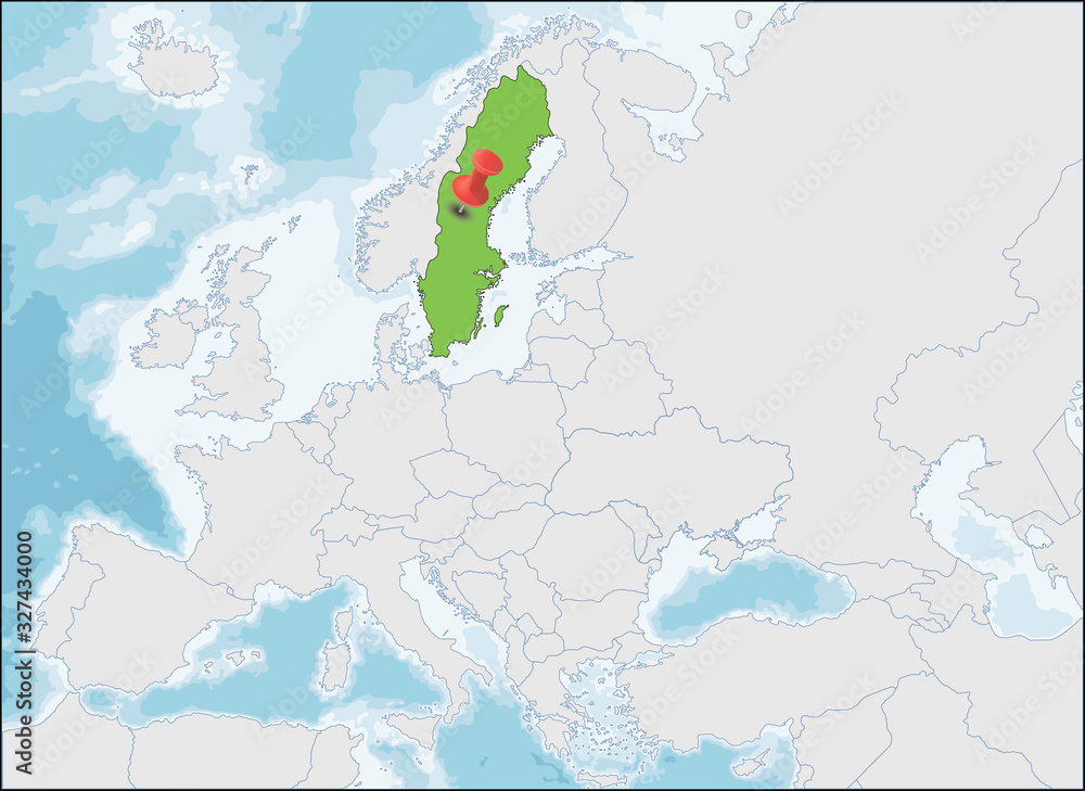 Fototapeta premium The Kingdom of Sweden location on Europe map