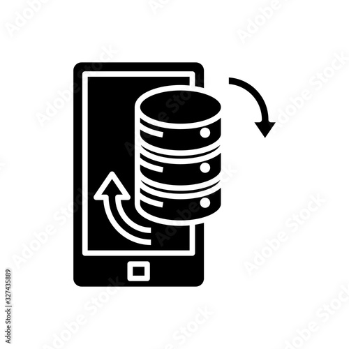 Data converting black icon, concept illustration, vector flat symbol, glyph sign.