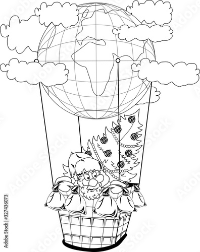 Christmas hot air balloon with Santa Claus