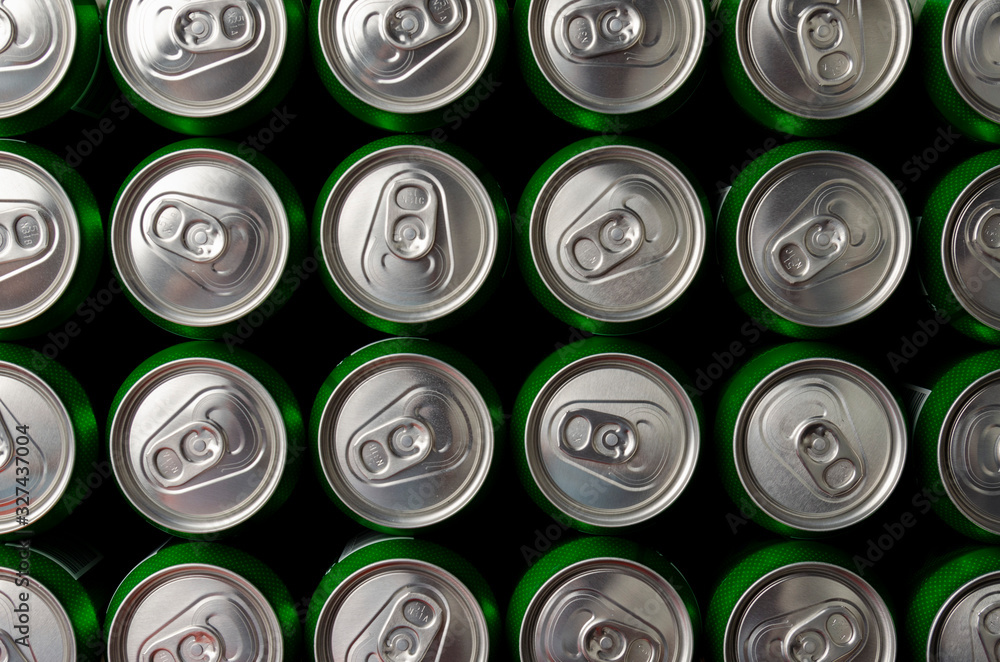 metal beer cans background green and white metal beer cans background green and white