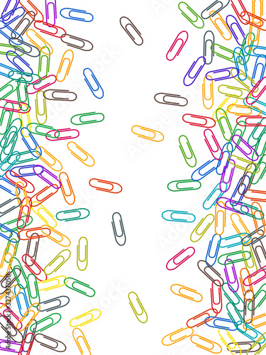 Stationary paperclips isolated on white background