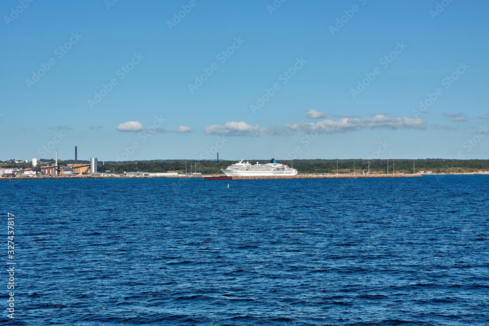 Ferryboat moored in port of Ronne, Bornholm island, Denmark.
