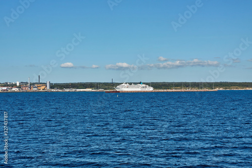 Ferryboat moored in port of Ronne  Bornholm island  Denmark.