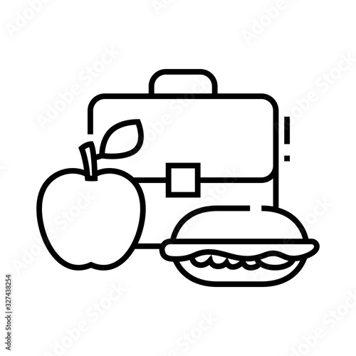 School dinner line icon, concept sign, outline vector illustration, linear symbol.