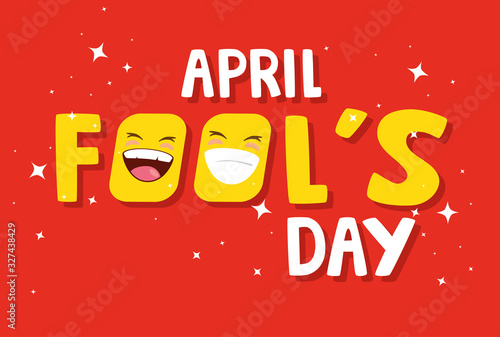 april fools day in red background vector illustration design