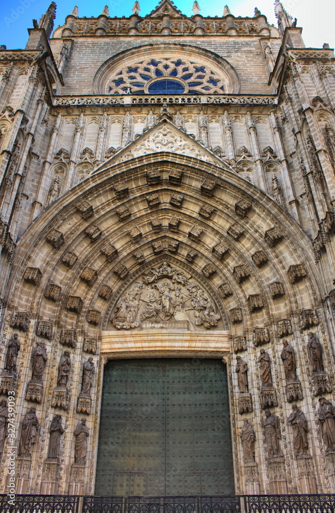 Entrance door of Sevilla Cathedral, Spain Entrance door of Sevilla Cathedral, Spain