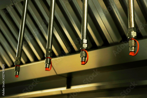 fire and safety equipment, emergency water dispenser sprinkler under the roof hood usually fixed in kitchen, factories and warehouses to prevent the fire accident