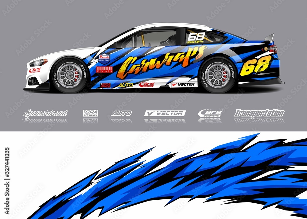Racing car wrap design vector. Graphic abstract stripe racing ...
