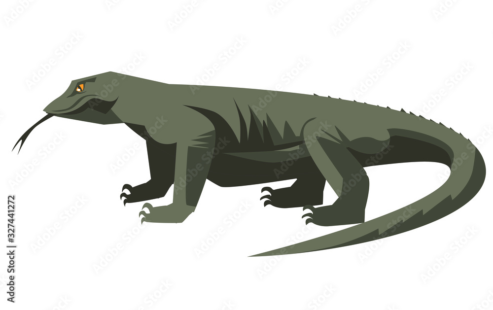 komodo dragon reptile vector illustration
