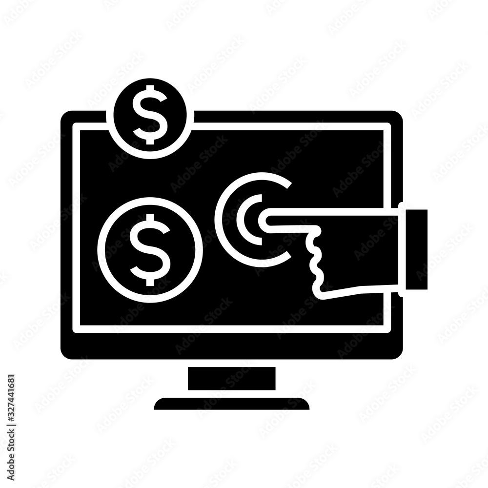 Currency choice black icon, concept illustration, vector flat symbol, glyph sign. Currency choice black icon, concept illustration, vector flat symbol, glyph sign.