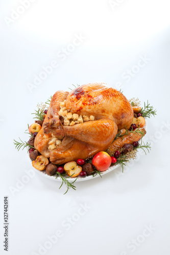 Roasted Turkey with Grab Apples over white