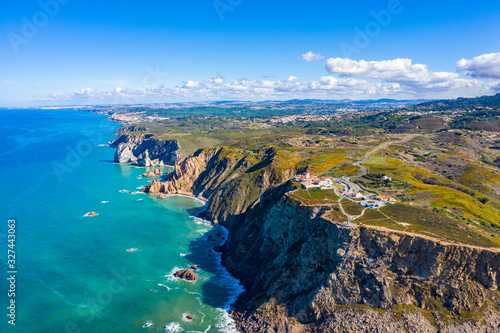 Sintra, Portugal. Aerial view of the Cabo da Roca (Cape Roca) - the westernmost point of Europe