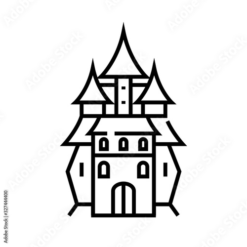Magic castle line icon, concept sign, outline vector illustration, linear symbol.