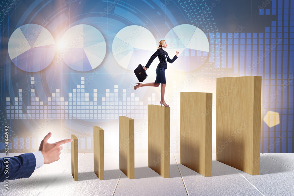 Fototapeta premium Domino effect and competition concept