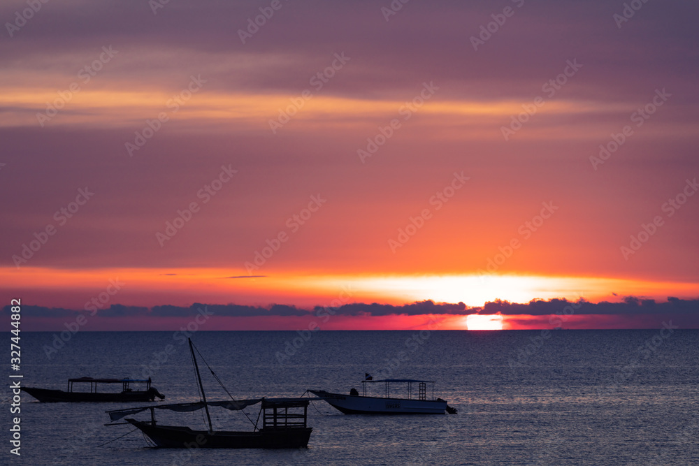 Sunset seascape Nungwi Unguja Zanzibar Island Tanzania East Africa