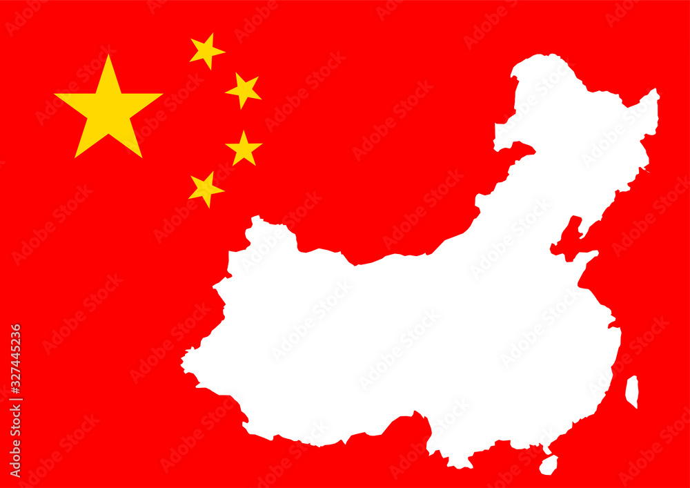 中国国旗と地図イメージ 中国国旗と地図イメージ