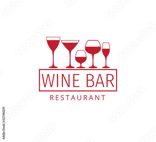 assorted wine glass vector logo design for winery restaurant and shop